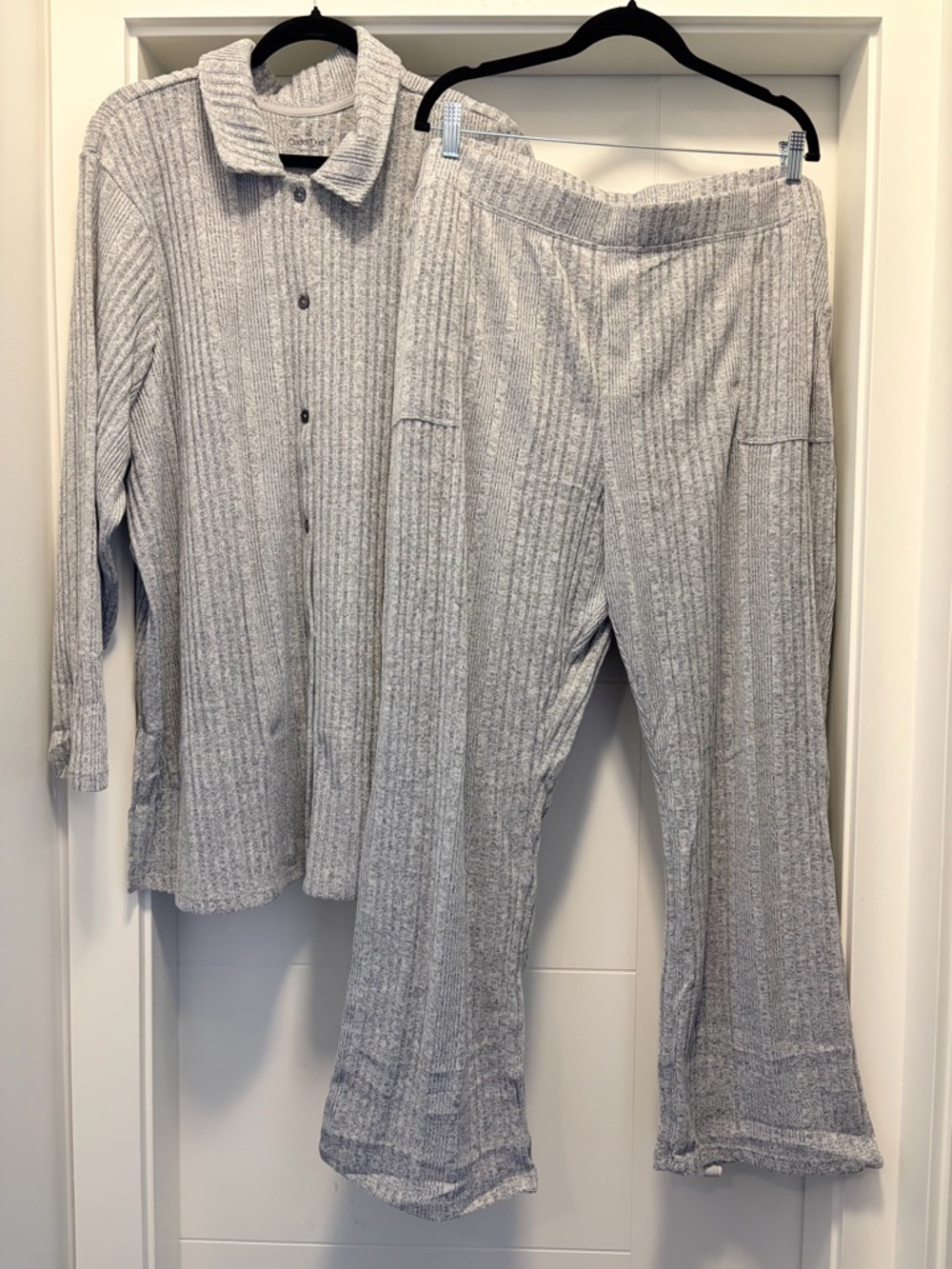 2X Cozy Ribbed Lounge Set - Light Gray